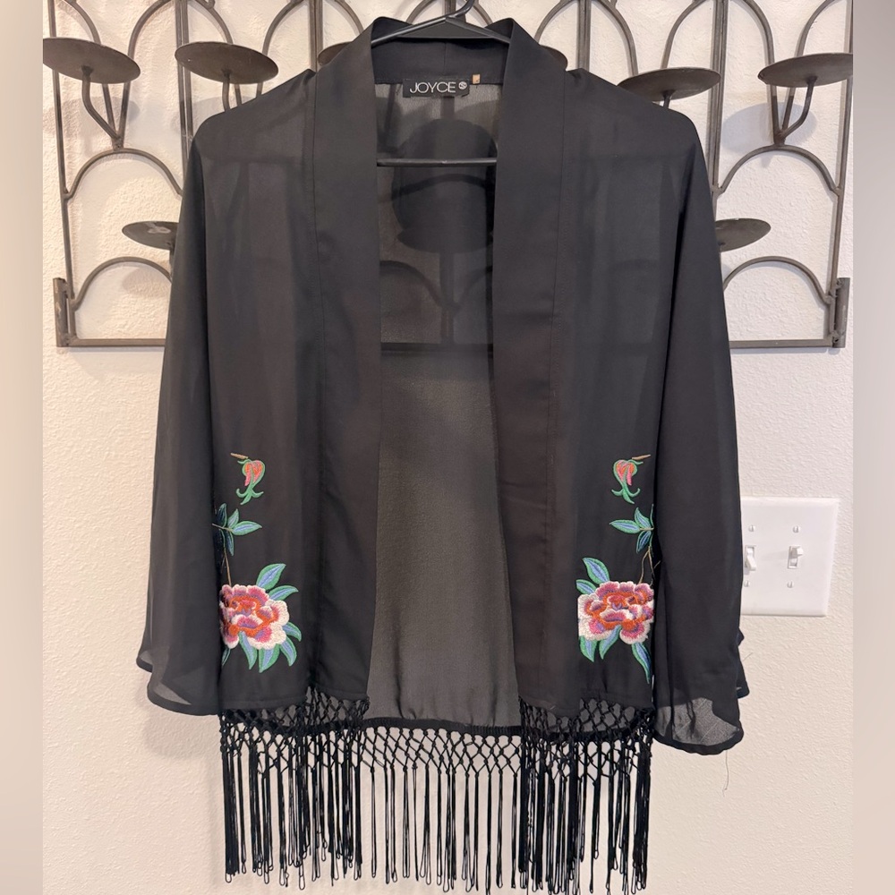 Embroidered kimono style top